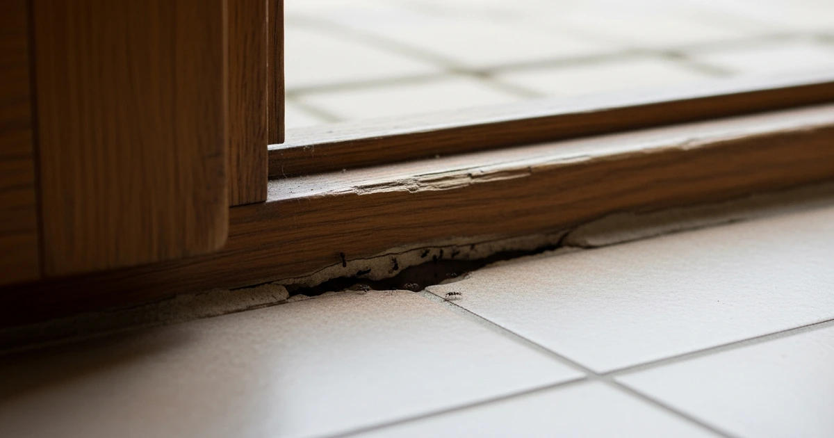 Winziger Spalt im Türrahmen – typische Eintrittsstelle für Ameisen ins Haus