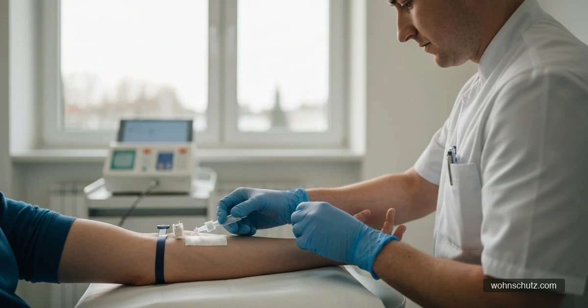 Arzt nimmt Blutprobe bei Verdacht auf Borreliose – Labordiagnose durch ELISA und Western Blot