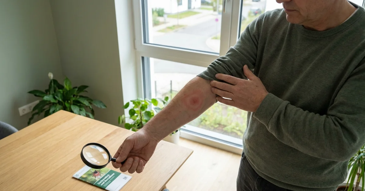 Borreliose Symptome – Wanderröte am Arm nach einem Zeckenbiss