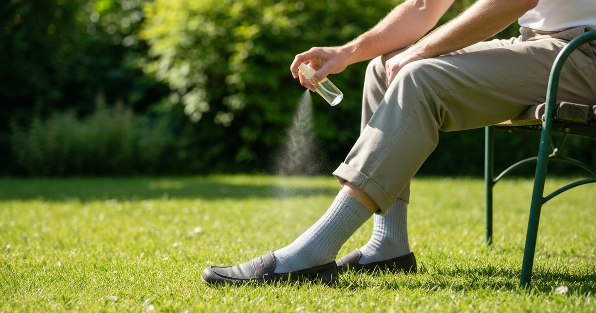 Grasmilben Schutz – lange Kleidung, Repellent-Spray und hohe Socken beim Gartenspaziergang