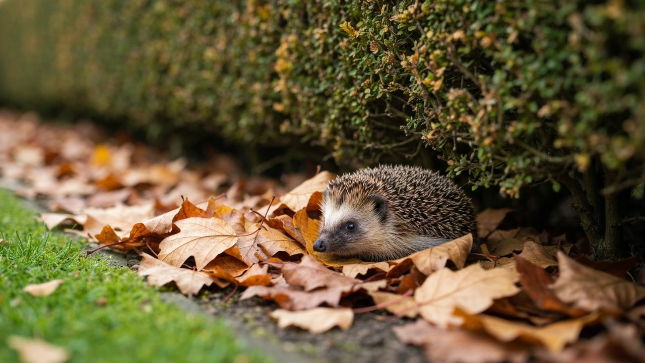 Igel im Laubhaufen – Winterschlafquartier unter der Gartenhecke