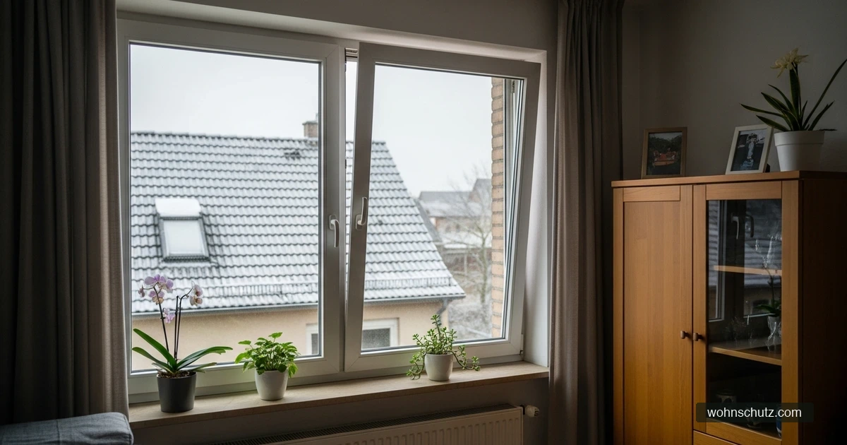 Weit geöffnetes Fenster im Winter zum Stoßlüften – Luftaustausch bei kalten Temperaturen