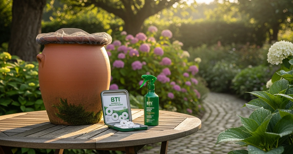 Mückenabwehr im Garten – Regentonnennetz, BTI-Tabletten und Abdeckschutz