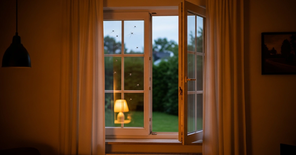 Mücken fliegen abends durchs offene Fenster ins Haus – Einflugwege verstehen