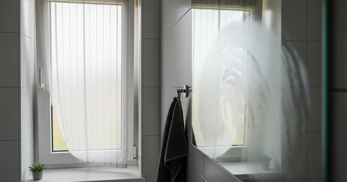 Offenes Fenster im Badezimmer für Querlüftung nach dem Duschen