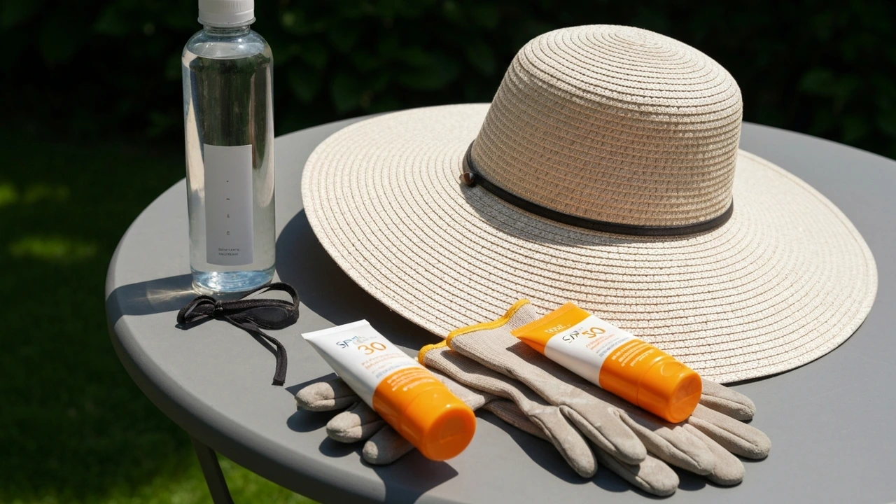Sonnenschutz bei der Gartenarbeit – Strohhut, Wasser und Sonnencreme