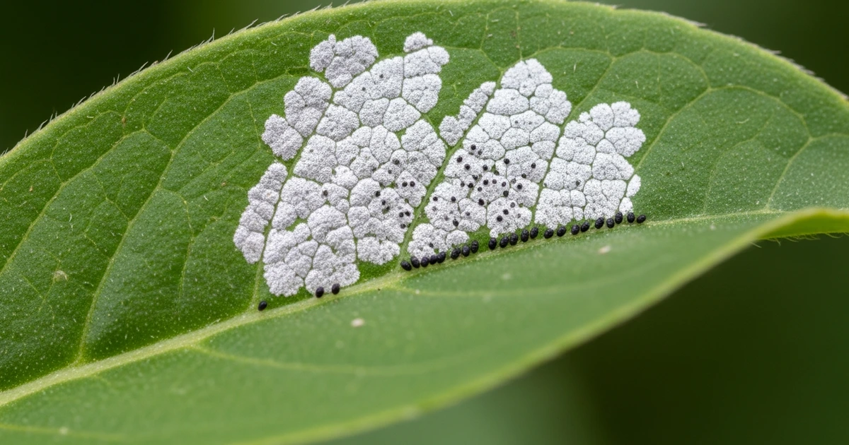 Thripse erkennen – silbrige Fraßspuren und kleine braune Insekten auf Pflanzenblatt