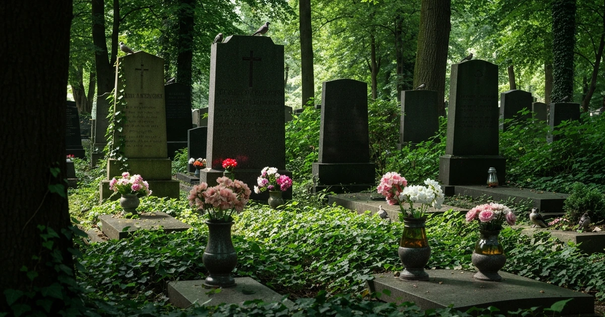 Berliner Friedhof mit Grabvasen und Vogeltränken – Culex-Brutgewässer und WNV-Risikozone