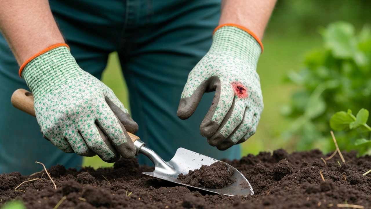 Wundversorgung bei Gartenarbeit – Schnitt in der Hand durch Gartengeräte