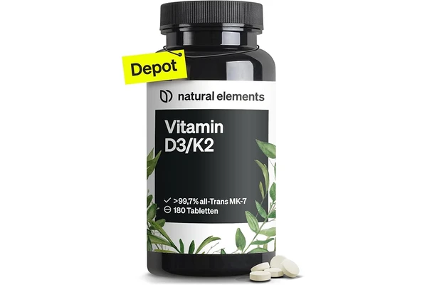 Vitamin D3 K2 Depot – 180 Tabletten, natural elements